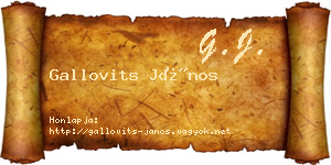 Gallovits János névjegykártya